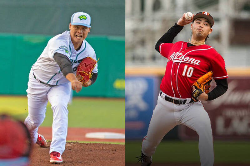 「台灣旅美小將林盛恩（左）與陳柏毓（右）分別在紅人1A與海盜3A先發登板，展現亮眼投球表現。」