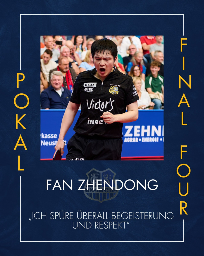 樊振東在德國杯桌球賽中振臂怒吼慶祝得分，率領薩爾布魯根奪冠