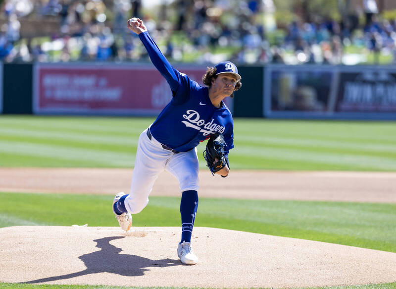 道奇明星右投葛拉斯諾（Tyler Glasnow）於春訓熱身賽全力投球，最快球速達 157 公里。